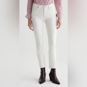 AG Adriano Goldschmied Jeans White Denim The Mari High Rise Straight EUC Sz 25R